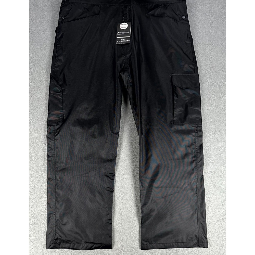 Frogg Toggs Bibbs Overalls Mens 2XL Black StormWatch Waterproof Breathable New - Picture 3 of 13
